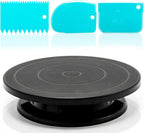 11”Rotate Turntable Sculpting Wheel Revolving Cake Turnable Black Painting Turn Table Stand for Paint Spraying Spinner,with 3 Scraping Tools-Spray Painting Spinner, Cake Decorating, DIY Projects