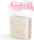 Rice Storage Container 10 Lbs, Pet Cat Dog Food Storage Container with Larger Spout and Cup, Airtight Cereal Containers Storage Food Cereal Dispenser, Kitchen and Pantry Organization Bin-Pink