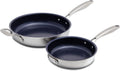 Nuwave Pro-Smart 12” & 8” SS Fry Pan Set, Healthy Duralon Blue Non-Stick Ceramic Coating, Heavy-Duty Tri-Ply Construction, Ergonomic Stay-Cool Handles, Induction-Ready & Works on All Cooktops
