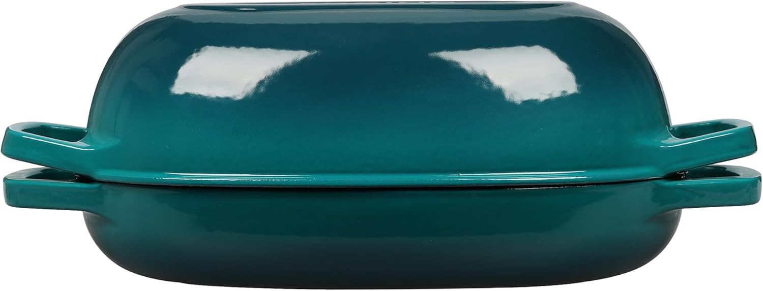 Enameled Cast Iron Dutch Oven Pot with Lid, Oval Dutch Oven for Bread Baking, Bread Oven for Homemade Sourdough Bread Baking, 5qt, Darkcyan