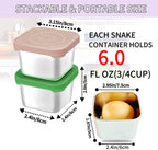 6Pack 6oz Stainless Steel Snack Containers for Kids, Easy Open Leak Proof Metal Toddler Snack Containers with Silicone Lids, Stackable Metal Toddler Lunch Box for School-U.S.Design Patent