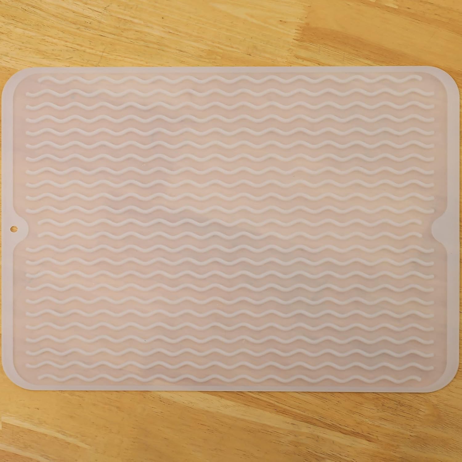 Silicone Dish Drying Mat for Multiple Usage,Easy clean,Eco-friendly,Heat-resistant Silicone Mat for Kitchen Counter or Sink,Refrigerator or drawer liner Translucent L 16 inches x 12 inches