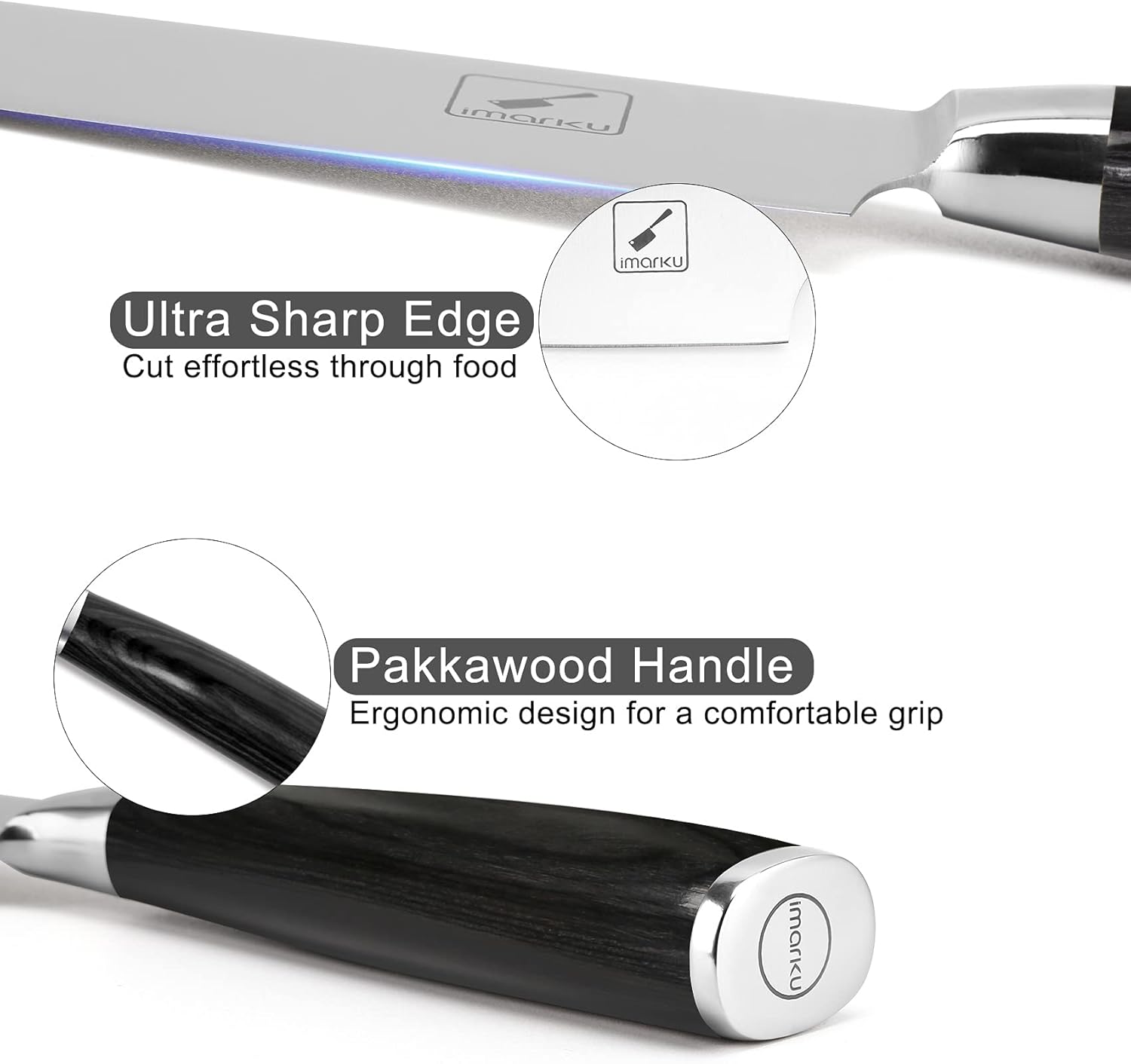 imarku Chef Knife - Pro Kitchen Knife 8 Inch Chef's Knives Japanese SUS440A Stainless Steel Sharp Paring Knife with Ergonomic Handle, Black Handle, Gifts for men and Women