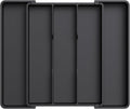 Lifewit Cooking Utensil Drawer Organizer, Expandable from 11 to 18 inches, Adjustable Cutlery Silverware Tray, Plastic Flatware Spatula Holder, Kitchen Tools Gadgets Storage Divider, Black