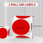 2 Inch Red Round Thermal Labels, Self-Adhesive Direct Printer Stickers for DIY Logo Design, Name Tag (500/Roll)