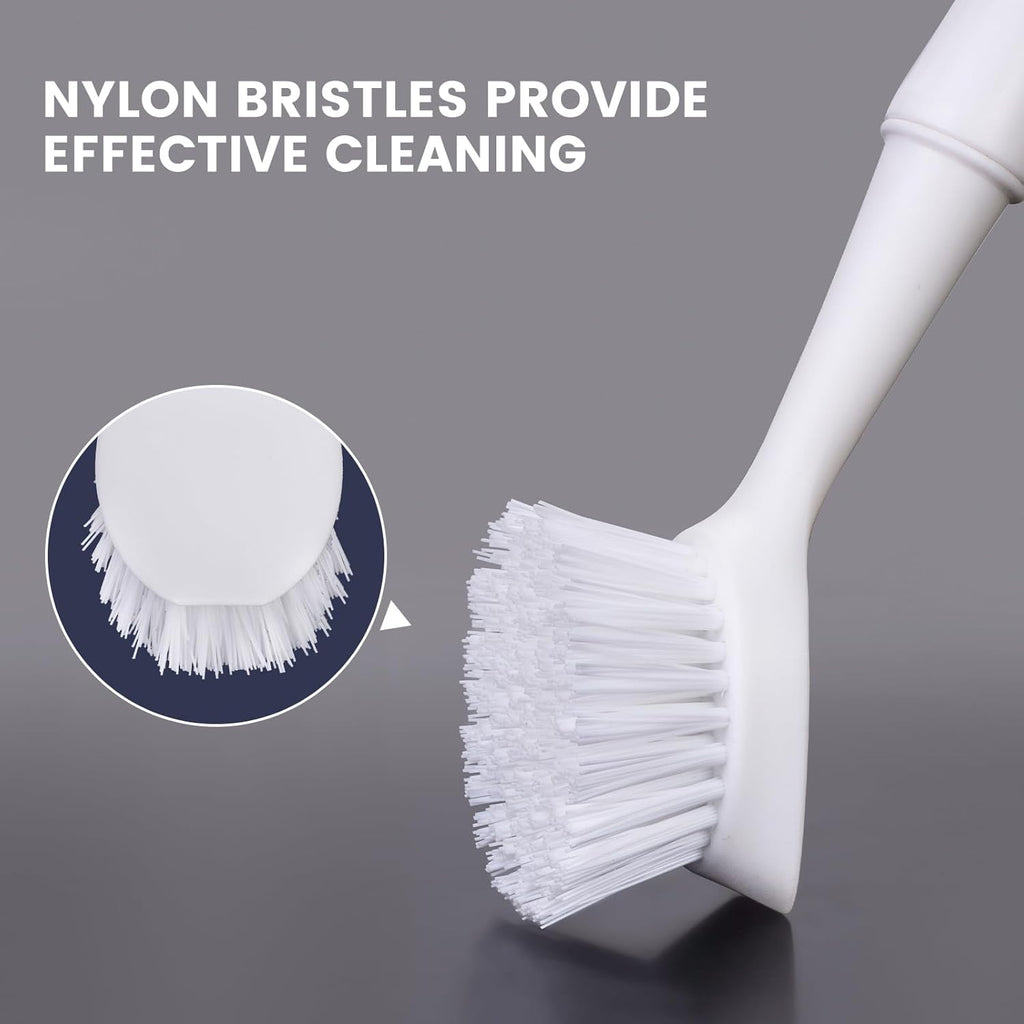 Dish Brush with Handle, 2 Pack Dish Scrub Brush with Built-in Scraper and 2 Pack Grout Brush, Kitchen Brushes for Dishes,Pots, Pans and Sinks
