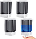Hushee 4 Pcs Plastic Wall Mounted Soap Dispenser Commercial Manual Soap Containers Wall Dispenser for Kitchen Shower Hotel Liquid Shampoo Gel Chamber(33.8 oz 1000 ml,Black)