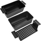 Meatloaf Pan with Drain Tray 2 Pack, Non Stick Meat Loaf Pan with Drip Tray, 9.8x5.7 Inch Loaf Pan with Insert Easy Removal Perforated, Bakeware Pan for Oven Baking Bread and Roasting Meat