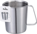 KSENDALO 16oz/2Cup SUS304 Stainless Steel Measuring Cup - Precision Engraved Markings for Liquid, Coffee, Milk & Espresso - 500mL Kitchen Mixing Pitcher, Canister & Container for Baking & Frothing