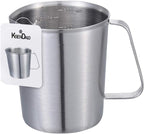 KSENDALO 16oz/2Cup SUS304 Stainless Steel Measuring Cup - Precision Engraved Markings for Liquid, Coffee, Milk & Espresso - 500mL Kitchen Mixing Pitcher, Canister & Container for Baking & Frothing