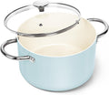 MICHELANGELO Stock Pot with Lid, 6 Quart Cooking Pot with Ceramic Coating, Nonstick Ceramic Soup Pot with Lid, Induction Compatible - 6QT Stockpot, Blue