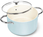 MICHELANGELO Stock Pot with Lid, 6 Quart Cooking Pot with Ceramic Coating, Nonstick Ceramic Soup Pot with Lid, Induction Compatible - 6QT Stockpot, Blue
