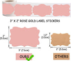 SALEMAR 2 x 3 inch Rose Gold Sticker Labels 200PCS Sticky Tag Stickers for Essential Oil, Bottles, Food, Jars, Canning, Christmas(Rose Gold)