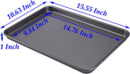 2 Cookie Baking Sheet Pan Nonstick 15.55 x10.63Inch (Inner 14.76x9.84inch) Jelly Roll Tray 2x Thicker Carbon Steel Non -Toxic Bakeware