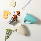Sweejar Porcelain Tea Infuser Mug with Lid, 20 oz Teacup with Strainers for Loose Leaf Tea, Microwave and Dishwasher Safe Coffee Mug(Turquoise)