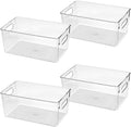 Clear Plastic Storage Bins, Pantry Organizers and Storage Containers Fridge Organizer Bins for Organizing Kitchen Cabinet Organizer Bin Bathroom Freezer Refrigerator Organization