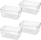 Clear Plastic Storage Bins, Pantry Organizers and Storage Containers Fridge Organizer Bins for Organizing Kitchen Cabinet Organizer Bin Bathroom Freezer Refrigerator Organization