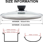 Glass Lid for Frying Pan 8 Inch Tempered Glass Pot Lid Cover with Stainless Steel Rim for 8 Inch Frying Pan Wok Pot Skillet