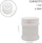 Cornucopia Brands Mini Plastic Spice Jars w/Sifters (12-Pack, White); 2 Tablespoon Capacity (1 Fluid Ounce) Spice Bottles for Travel, Glitter, Gifts, Favors