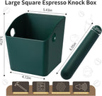 Large Square Knock Box Shock-absorbent Knock Box Espresso with Removable Knock Bar and Non-Slip Base Espresso Accessories for Home/Office (Large Green Knock Box)