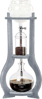 Nispira Iced Coffee Cold Brew Drip Tower Coffee Maker Wooden, 6-8 cup, Grey