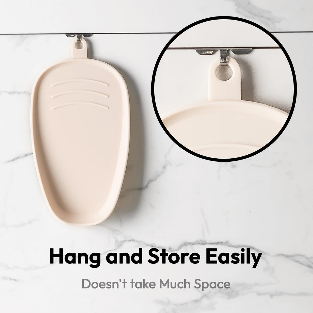 Carrotez Large Silicone Spoon Rest for Stove Top - Unbreakable Heat Resistant Silicone Utensil Rest for Kitchen Countertop - Oversized Wide Non-Scratch Spoon Holder for Camping - Ivory