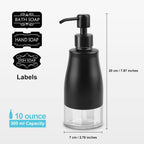 Soap Dispenser with Non-Slip Silicone Pad, 2 Pack Kitchen Dish Refillable Liquid Dispensers, Matte Black Hand Soap Dispenser for Bathroom, Stainless Steel Case Glass Liner Hand Pump Dispensers