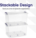 Superio Storage Bins with Lids, Clear Plastic Containers for Organizing, Stackable Totes, BPA Free, Odor Free, Organizer Boxes for Home, and Dorm (4 Pack, 44 Quart)