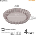 CHEFMADE Round Tart Pan, Non-Stick 4 Inch 4Pcs Quiche Pan