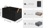 StorageWorks Storage Bins, Fabric Storage Bins for Shelves, Large Storage Baskets with Metal Frame, Closet Baskets and Bins with Handles, Black, 2-Pack