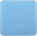Silicone Dish Drying Mat for Multiple Usage,Easy clean,Eco-friendly,Heat-resistant Silicone Mat for Kitchen Counter or Sink,Refrigerator or Drawer liner Light Blue M 12 inches x 12 inches
