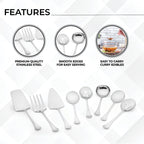 Avador® Premium Set of 8 Stainless Steel Hostess Serving Unitensil Tool Set for Weddings | Buffer | Party | Kitchen | Restaurants