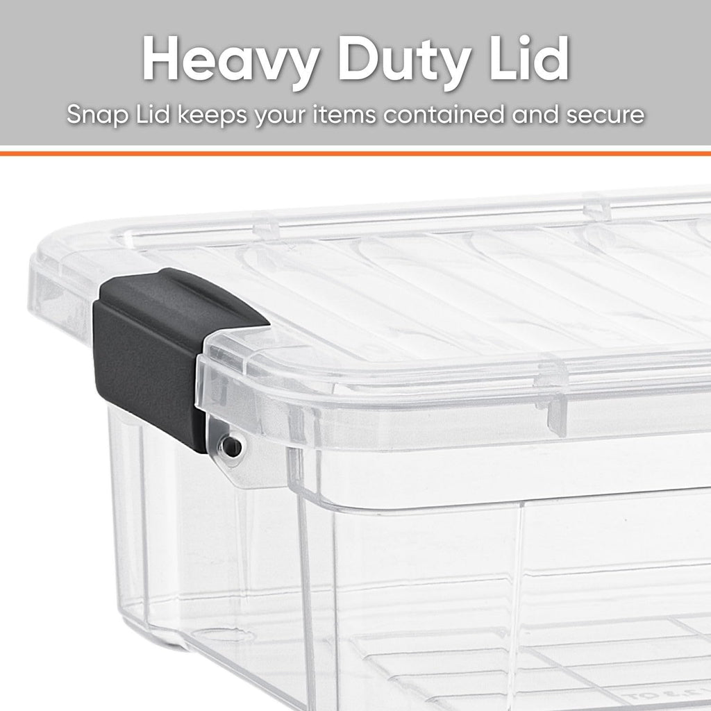 Superio Clear Storage Boxes with Lids, 1.27 Quart Plastic Container Bins for Organizing, Stackable Crates, BPA Free, Non Toxic, Odor Free, Organizers for Home, Office and Dorm, 4 Pack