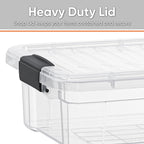 Superio Clear Storage Boxes with Lids, 1.27 Quart Plastic Container Bins for Organizing, Stackable Crates, BPA Free, Non Toxic, Odor Free, Organizers for Home, Office and Dorm, 4 Pack