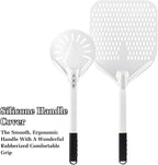 14 Inch + 7 Inch Perforated Pizza Peel Set, Pizza Turning Peel with Metal Handle, Pizza Spatula Paddle for Homemade Pizza Oven Accessories
