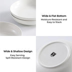 Y YHY Pasta Bowls, 27 Ounces Salad Bowls, Ceramic Serving Bowl Set of 4, 7.8 Inch Porcelain Pastes for Serving Dinner and Salad，Wide and Shallow Bowls Set, Microwave and Dishwasher Safe, White