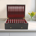 JOMCYDM Wooden Silverware Storage Box 2 Layers Silverware Chest Case with Drawer with Handle Lid Flatware Organizer for Kitchen Dining Room