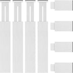 FJO 4 Pack Adjustable Bamboo Drawer Dividers - 12.5" - 21.7" Expandable Drawer Separators for Kitchen, Utensils, Clothes, Bedroom, Dresser, Bathroom (White)