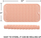 Silicone Dish Drying Mat for Multiple Usage,Easy clean,Eco-friendly,Heat-resistant Silicone Mat for Kitchen Counter or Sink,Refrigerator or Drawer Liner Pink S 12 inches x 6 inches