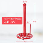 JOGREFUL Paper Towel Holder Stand, Cast Iron Kitchen Paper Towel Countertop Vintage Stand with Weighted-Base, Bathroom Organization for Family Standard Large Size Roll Paper, Classic Style, Red