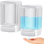 Hushee 2 Pcs Commercial Soap Dispenser Wall Mounted Manual Soap Dispenser Containers Bathroom Plastic Hand Wash Wall Containers for Kitchen Hotel Liquid