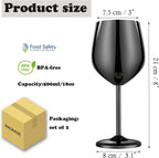 Stainless Steel Wine Glasses Set of 2, 18 oz Unbreakable Black Wine Glass Unique Metal Wine Goblets for Outdoor Capming and Pool Gift for Wine Lovers