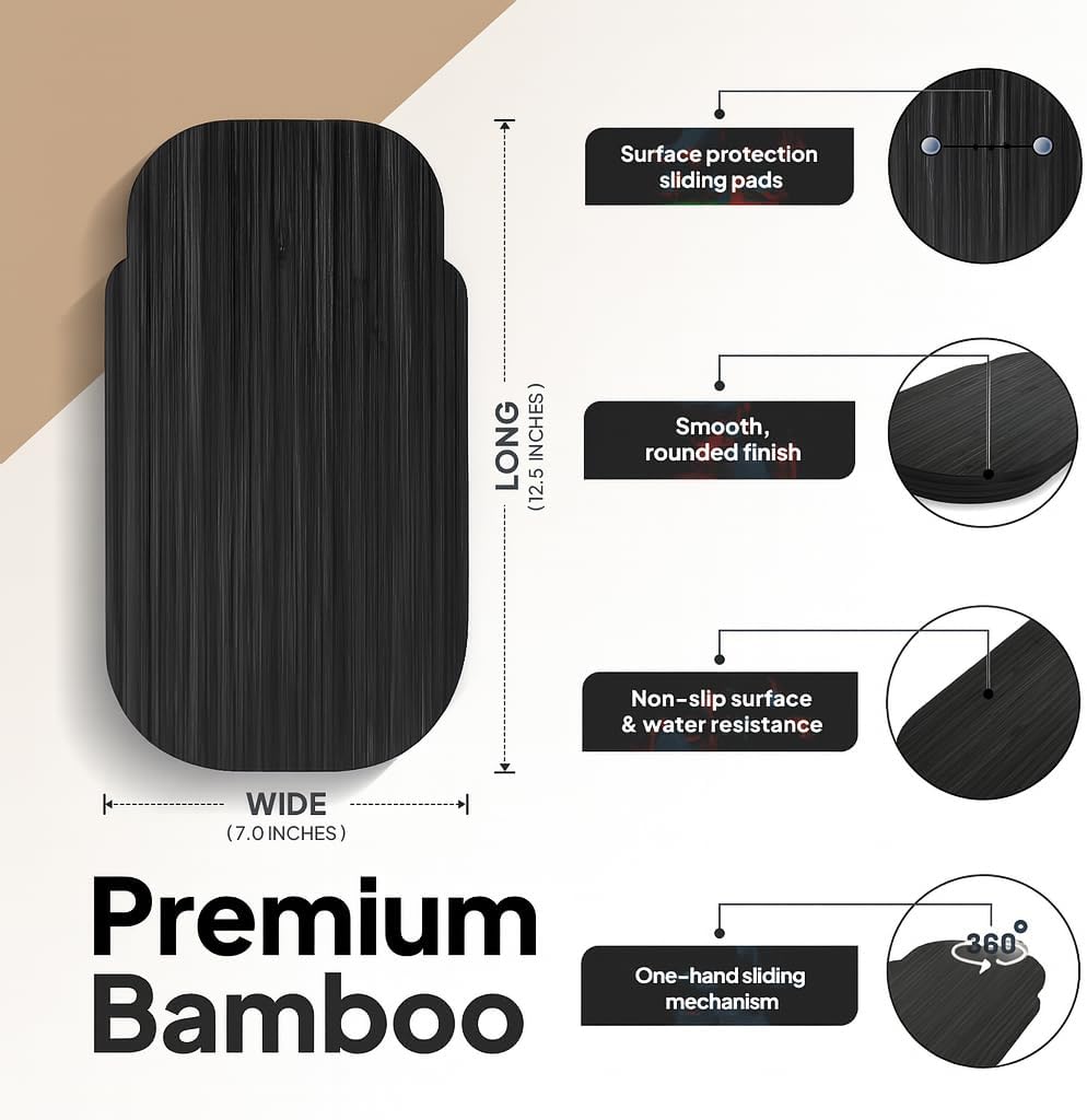 Ibyx Elegant Sliding Tray - Compatible with 3.2 Qt Kitchen In The Box Stand Mixers and Other Heavy Appliances (Black)