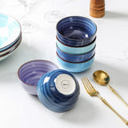 Selamica Ceramic Mini Bowls, 4 OZ Dipping Bowls, 3.5 Inch Gradient Blue Set of 6, Microwave & Dishwasher Safe