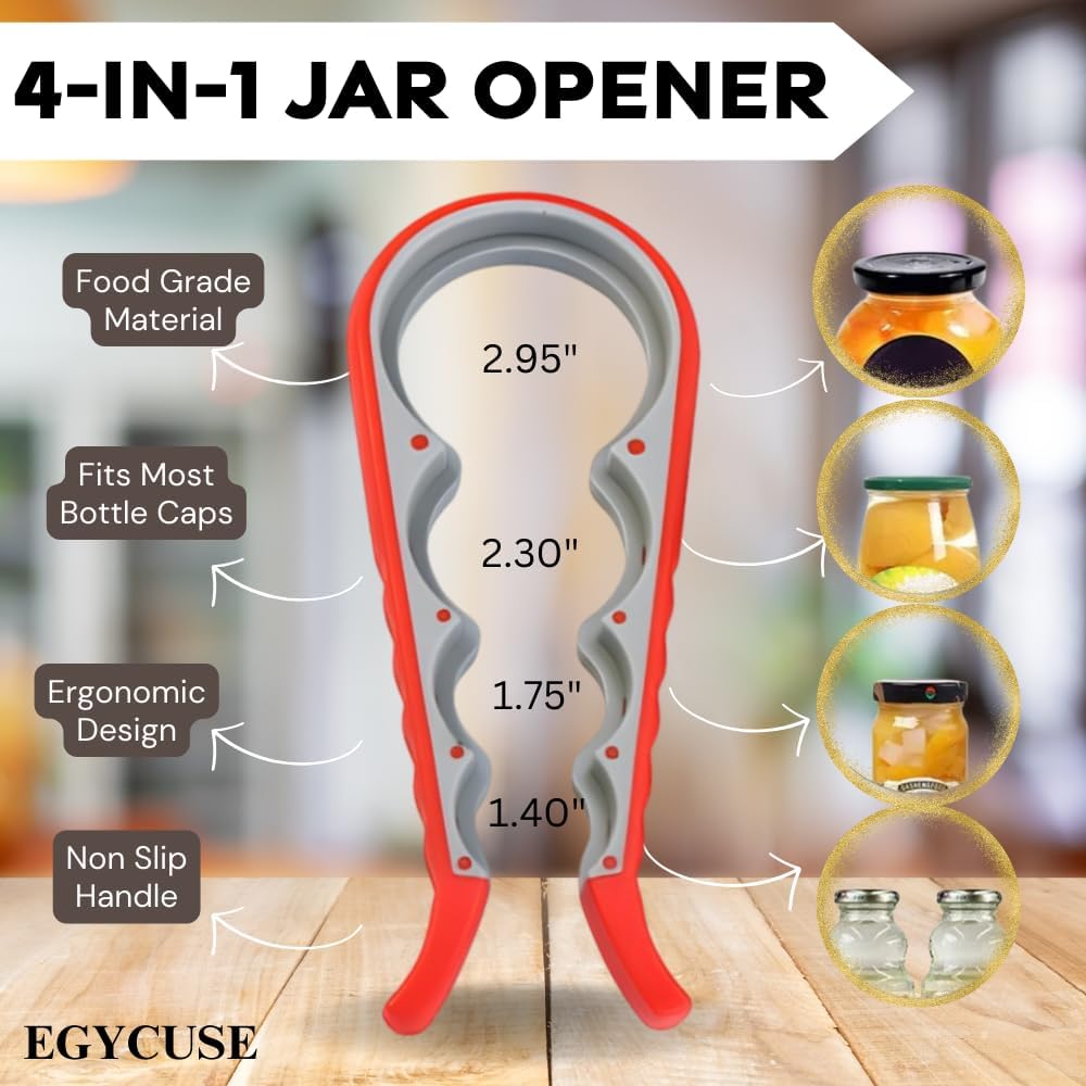 Jar Opener Bottle Opener for Elderly Sufferers Children Weak Hands Seniors with Arthritis Can Opener Jar Lid Opener Jar Gripper Pad Silicone Handle 5-in-1 Multi-functional 3 Pc Set