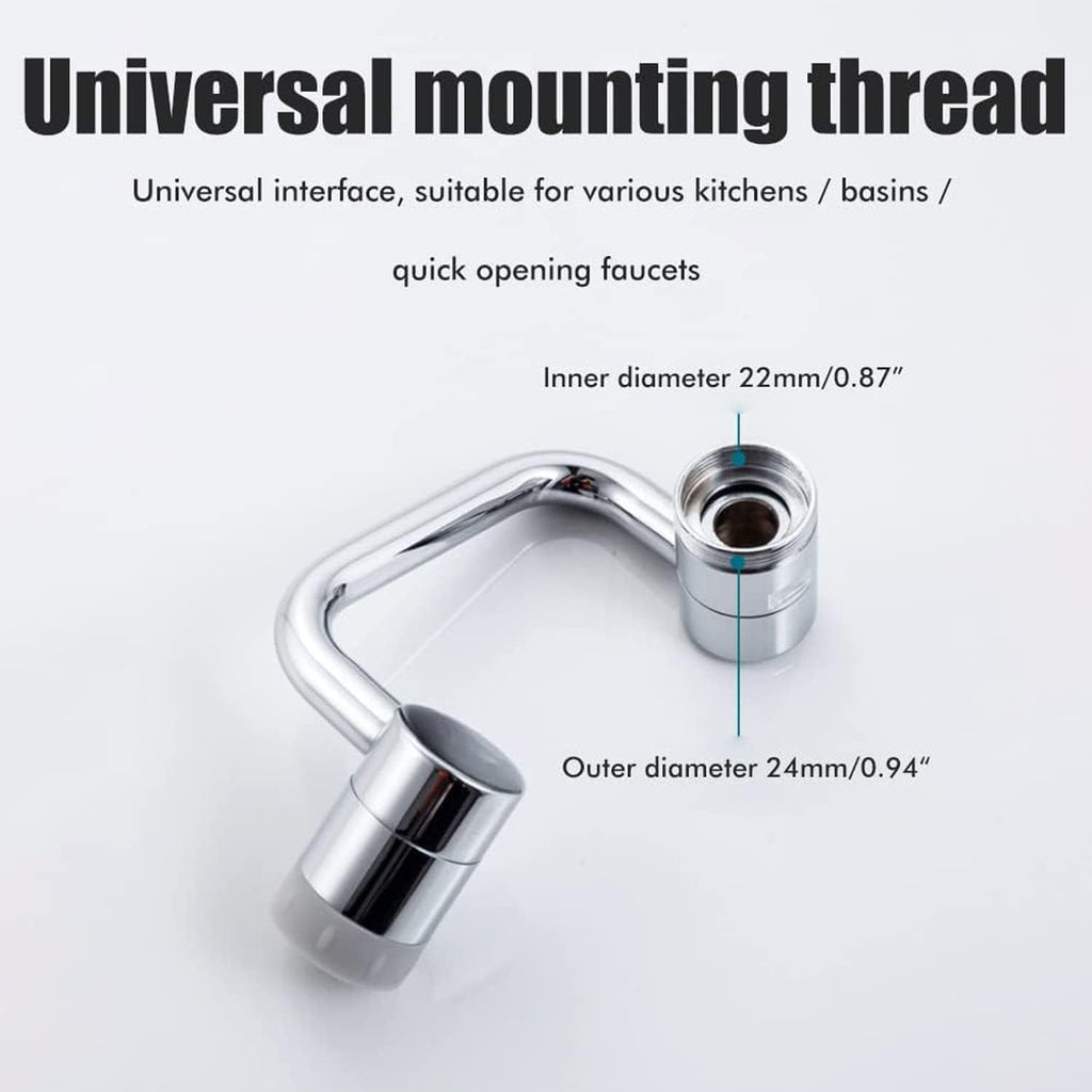 1080° Rotating Faucet Extender Aerator,Solid Brass Universal Splash Filter Faucet,1080 Big Angle Swivel Faucet Aerator Sink Attachment,Dual-Function 2-Flow Sprayer