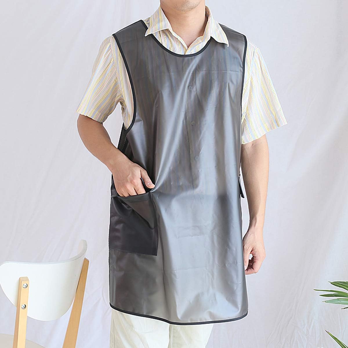 NEWGEM Japanese Linen Cross Back Cooking Aprons for Women Men with Poc ...