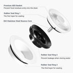 BOTEMY Garbage Disposal Strainer and Stopper with Decorative Flange - Fits 3.5 Inch Standard Drain Hole, Removable Sink Drain Strainer and Stopper, Durable ABS Material (White)