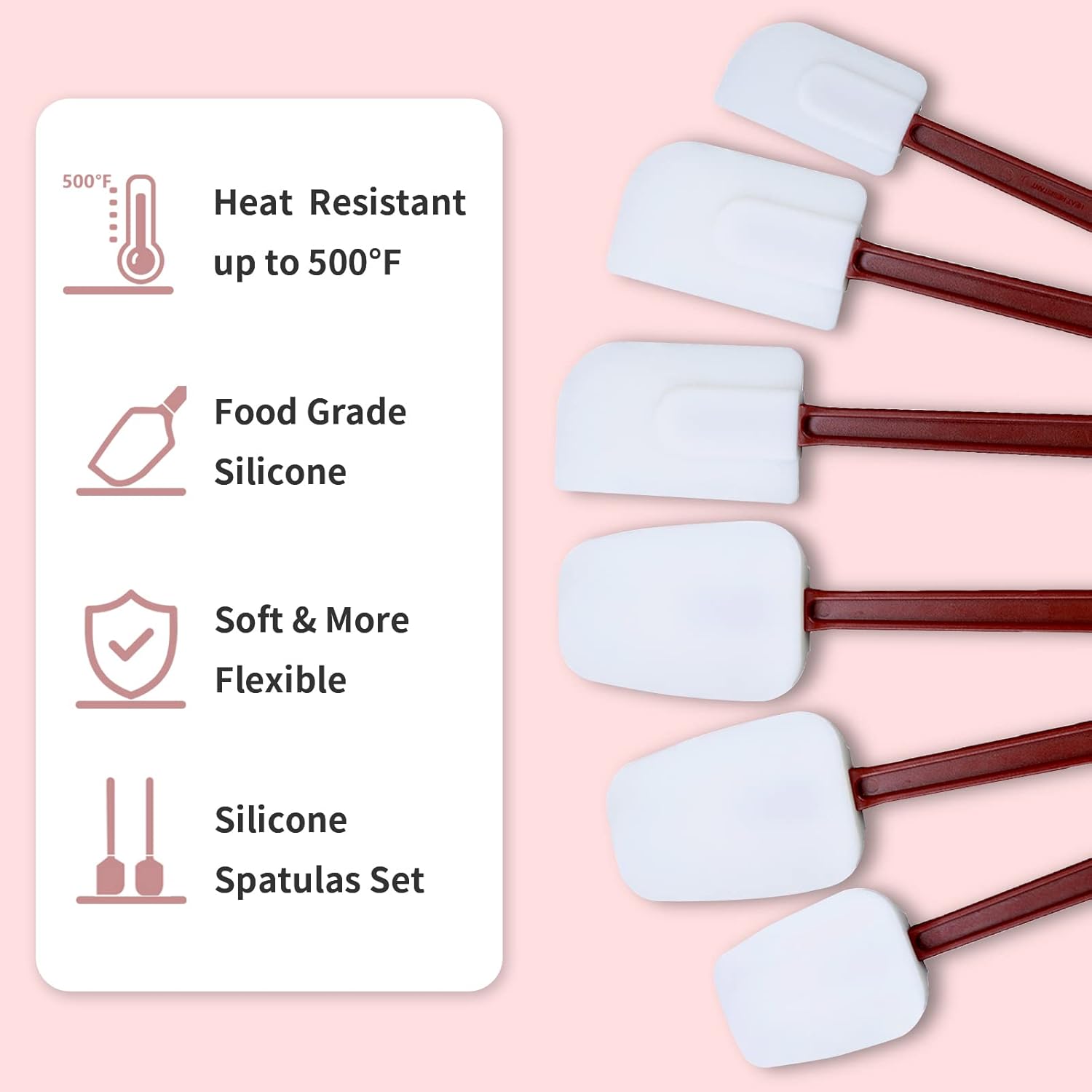 13.5 INCH Silicone Spatulas Heat Resistant Heavy Duty Rubber Spatulas Commercial Spatulas Set for Kitchen Use Silicone Cooking Utensils Sets of 2