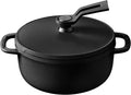 Vermicular Oven Pot 2.0 | Lightweight Enameled Cast Iron Pot | 14cm (1 Qt) | Non-Toxic | Induction-compatible | Dutch Oven | Made in Japan | Matte Black